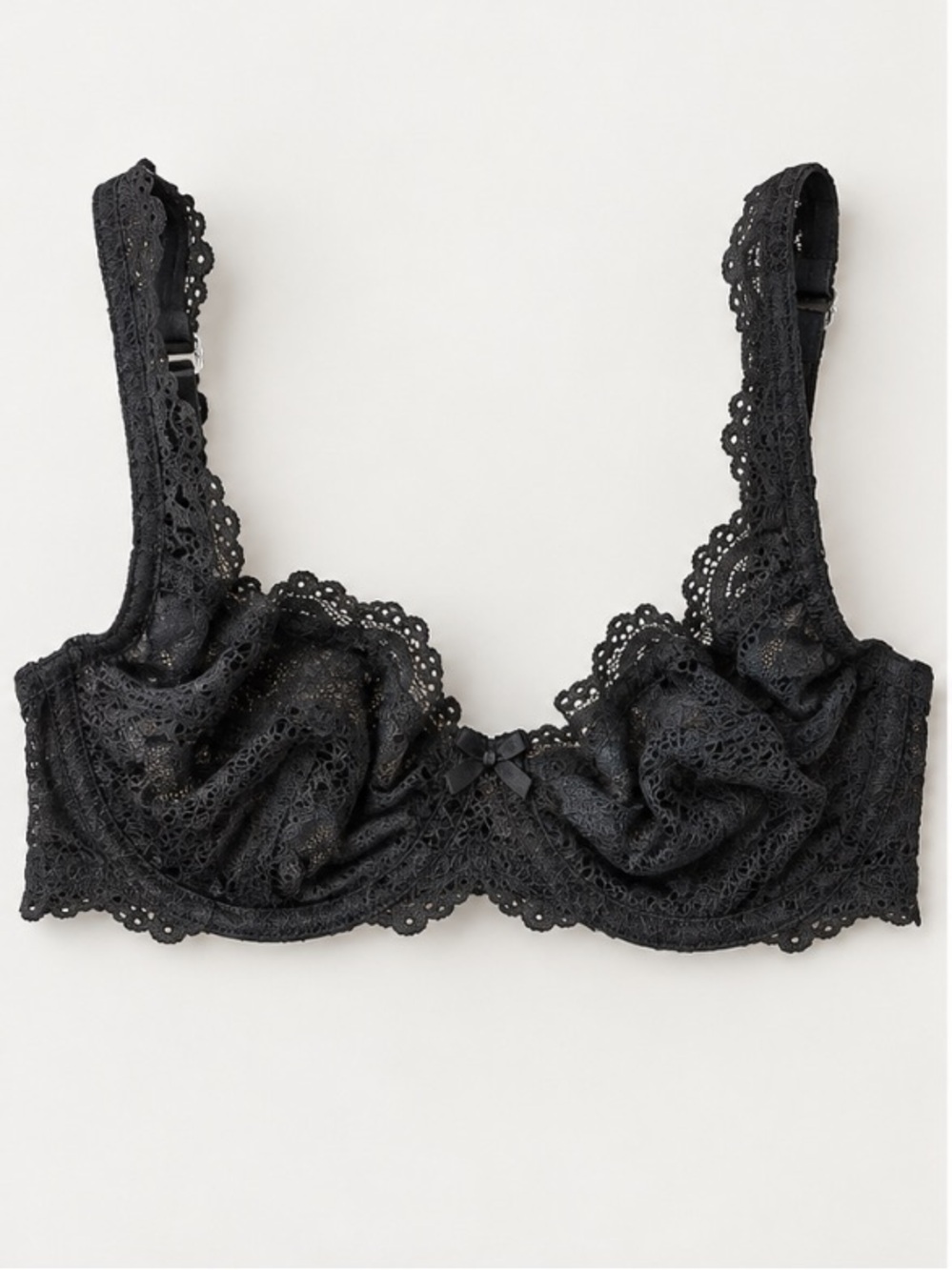 Felina Black Lace Underwire Bra with Scalloped Trim